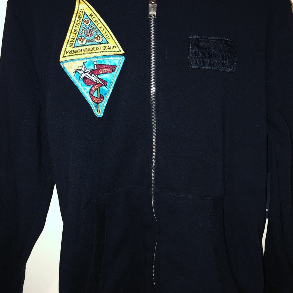 Patch zip up hoodie